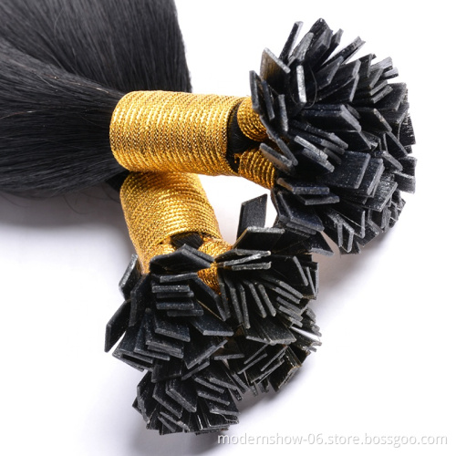 Factory Price Top Quality Raw Flat Tip Hair Natural Color Straight Hair Virgin Alibaba Remy Russian Hair Extensions